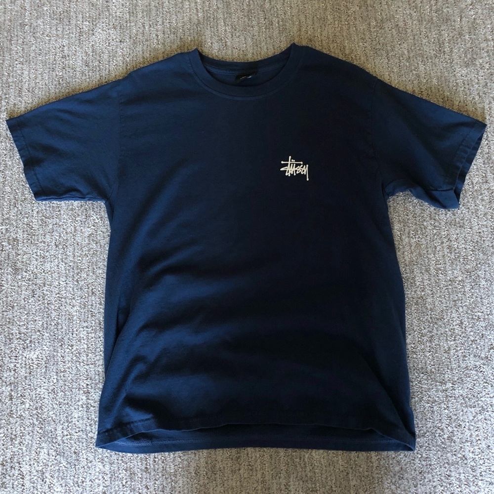 Mens Basic Stussy Tee Medium Navy Blue T-Shirt
